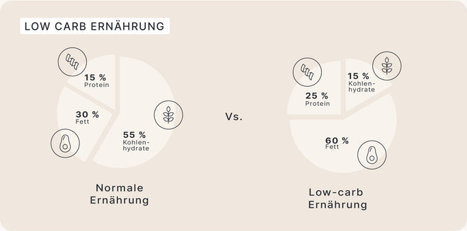 Grafik: normale Ernährung vs. Low Carb Ernährung