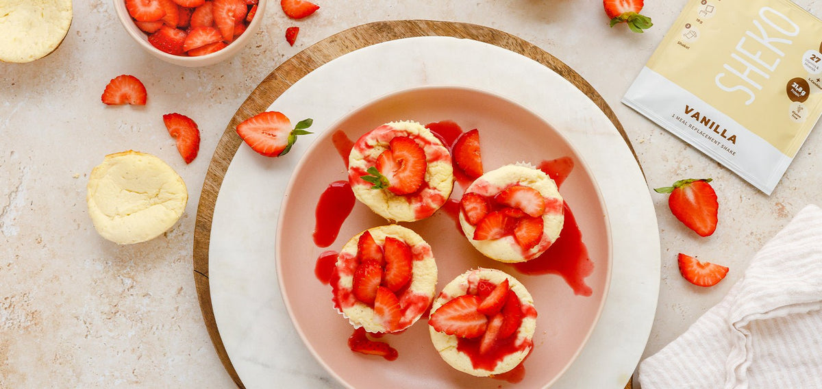Cheesecake-Muffins mit Erdbeeren - SHEKO