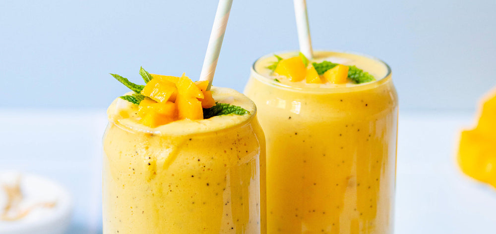 Erfrischender Mango Smoothie für heiße Tage und einen Proteinkick für Zwischendurch