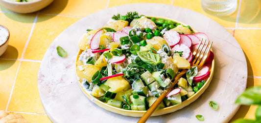Gesunder bunter Low-Carb Kartoffelsalat für die Grillsaisson im Sommer