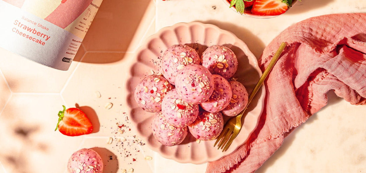 Strawberry Cheesecake Protein Balls - SHEKO