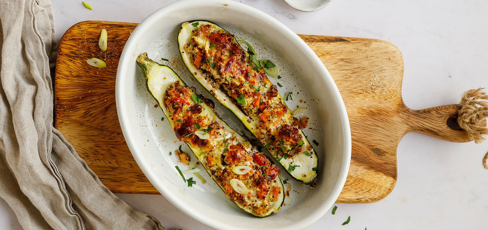 Vegetarisch gefüllte Zucchini mit Quinoa - SHEKO