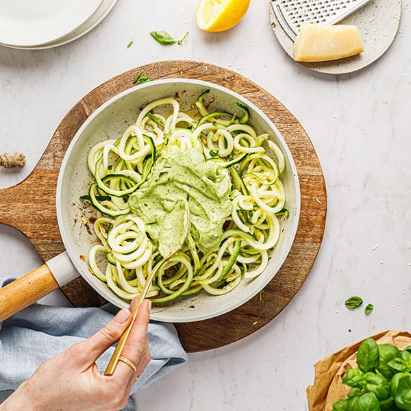 Zoodles with avocado cream